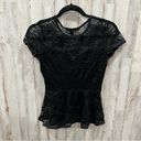 Forever 21  Black Lace Overlay Peplum Top Goth Wednesday Photo 2