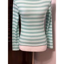 Edge Cali Be Womens Casual Top Blue Stripe Long Sleeve Mock Neck Lettuce  Rib M Photo 3