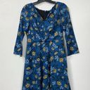 Eshakti  Womens Dress Small 4 Blue Floral Vine Print Party Fun Church Casual Photo 0