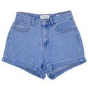 PacSun  Mom Shorts Medium Wash Blue Denim Cuffed High Waisted Jean Short Size 25 Photo 0