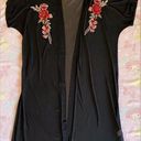 Windsor Black Rose Embroidered Sheer Back Kimono Photo 3