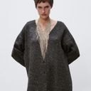 ZARA NWOT  WOOL / ALPACA BLEND RIB TRIM KNIT LONG CARDIGAN GRAY SMALL Photo 3