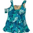 Maxine of Hollywood *New  One Piece Swim Dress Womens Sz 24W Teal Floral Swimsuit Photo 1