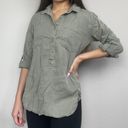 Thread and Supply Army Green Half-Button Collared Shirt Photo 1