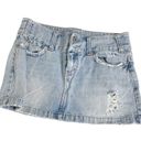 American Eagle Women’s Denim Mini Skirt  Outfitters Size 4 Distressed Summer Photo 2