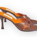 Isaac Mizrahi new  ⌘ Open Vamp Lizard Kitten Heel Mule Sandals ⌘ Orange Brown 10 Photo 3