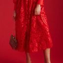 Sunday in Brooklyn NWT Anthropologie  Red Vine Dimensional Petal Midi Skirt M Photo 1