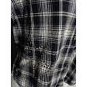 Dance & Marvel  women's L Flannel Cropped Hooded Button-down Star studded top Photo 8