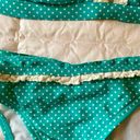 Y2K Vintage 90s Blue Polka Dot String Bikini Size Medium White Ruffle Photo 6