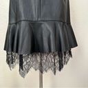 Who What Wear  Black Faux Leather Mini Skirt with Ruffle Lace Hem Photo 8