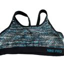 Nike  Pro Dri-Fit Women's Black and Blue  Racerback Sports Bra Size Medium Photo 3