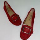 Marc Fisher  Red Suede Buckle Loafers Flats size 7M A33 Photo 1