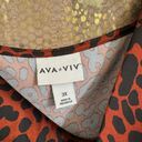 Ava & Viv  Cheetah Copper Brown Black Silky Satin Cowl Neck Top 3X NWT Photo 2