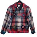 Vintage SANDY STARKMAN Red Plaid Embroider Appliqué Wool Blend Shacket Jacket L Size L Photo 3