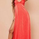 Pretty Little Thing  Red Extreme Slit Strappy Back Maxi Dress Photo 0