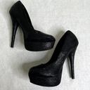 Brash  Black Sparkly Pump Heels Photo 2