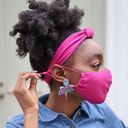 Lele Sadoughi  Magenta Face Mask and Headband Matching Set NEW Photo 1