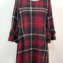 R & K  Plaid Burgundy/Black Shift Dress Size 10 Photo 0