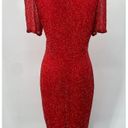 Oleg Cassini Vintage  Beaded Silk Mini Dress Short Sleeves Cocktail Red Womens 6 Photo 7