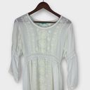 Melissa  Odabash White Embroidered 3/4 Sleeve Mini Beach Dress Medium Photo 1