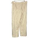 J.Jill  Linen Stretch Womens Jenna Striped Belted Wide Leg Crop Pants Ivory Photo 2