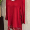 Dress Barn #424  Deep, red, long sleeve lacy, top size large Photo 8