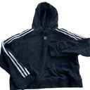 Adidas  Hoodie Womens Small Black Drawstring 3 Striped Pullover Cotton Photo 0