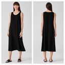 Eileen Fisher  100% Silk Scoop Neck Tank Midi Dress Large Black Lagenlook Photo 1