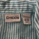 Chico's  Button Front Linen Relaxed Fit Blouse Blue/White Stripe, Sz Large… Photo 9