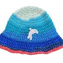 Handmade Crochet Dolphin Bucket Hat Adult MEDIUM Size Sun Brim Blue/Pink Beach Vacation Photo 0