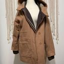 BCBG Maxazria | Tan Wool Blend Faux Fur Hooded Coat Photo 1