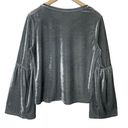 RD Style  Velvet Bell Sleeve Top Silver Long Sleeve Boho Whimsygoth Grey sz Small Photo 2