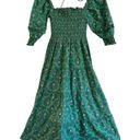 Hill House  Home Nesli Nap Dress Emerald Trellis Green Size XS Photo 7