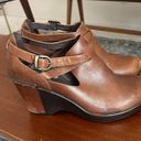 Dansko Franka chocolate brown leather buckle ankle bootie wedges 38 Photo 5