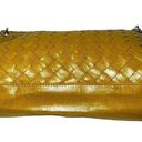 Sondra Roberts  Women’s Yellow Leather Interlocking Weave Large Handbag Satchel Photo 4