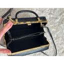 Vintage Black Gold Top Latch Top Handle Hardshell Crossbody Bag Purse Satchel Photo 4