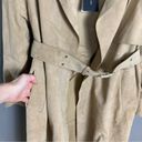 Massimo Dutti  trench coat Medium leather suede belted camel NWT Gold Hardware Photo 6