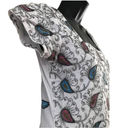 None Embroidered Peacock Feather Dress, Paisley Print White Casual Summer Dress Small Photo 2