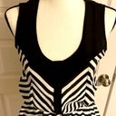 Alya || Black/white striped scoop neck sleeveless blouse with elastic at waist Photo 2