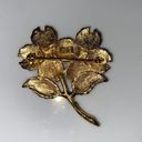 Kenneth Cole Goldtone Metal Dogwood Brooch Peach Green Gold Enamel Floral Photo 7