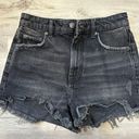 ZARA Fringe Black Jean Shorts Photo 1