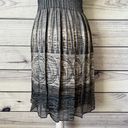 Max Studio Metallic Silver & Grey Pleated Stretchy Fit & Flare Dress Photo 4