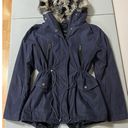 Forever 21 Navy Blue Faux Fur Drawstring Fitted Winter Coat Ski Jacket Size M 💙🖤🤍 Photo 1