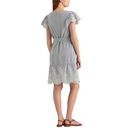 Ralph Lauren LAUREN  Blue Striped Embroidered Eyelet Flutter Sleeve Dress Photo 2