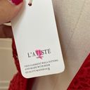 L'ATISTE L’Atiste Red Crochet Lace Formal Gown Dress Plunging Neckline NWT S Photo 6