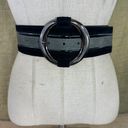 White House | Black Market WHBM Wide Black And Gray Leather Suede Belt S 27-31 Inches  Photo 0