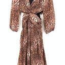 Anthropologie  Dress Women's Ranna Gill Sz S Leopard Print Cut Out Midi Brown NWT Photo 0