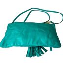 Vera Pelle VTG  Italian LEATHER HANDBAG Teal Crossbody Shoulder Wristlet Clutch! Photo 8