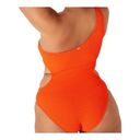 Victoria's Secret  Womens Orange Crinkle One Shoulder One Piece Swimsuit Large Photo 1