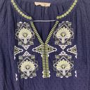 Solitaire  womens large eyelet blue embroidered long sleeve shirt johnny floral Photo 3